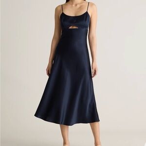 Quince 100% Washable Silk Cutout Midi Slip Dress